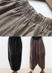 Original Design Chocolate Elastic Waist Linen Harem Pants Summer