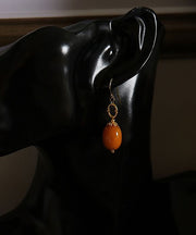 Original Design Orange Ancient Gold Zircon Beeswax Drop Earrings