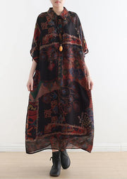 Original Design Polo Neck Print Chiffon Robe Summer - bagstylebliss