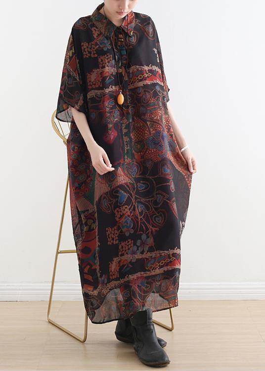 Original Design Polo Neck Print Chiffon Robe Summer - bagstylebliss