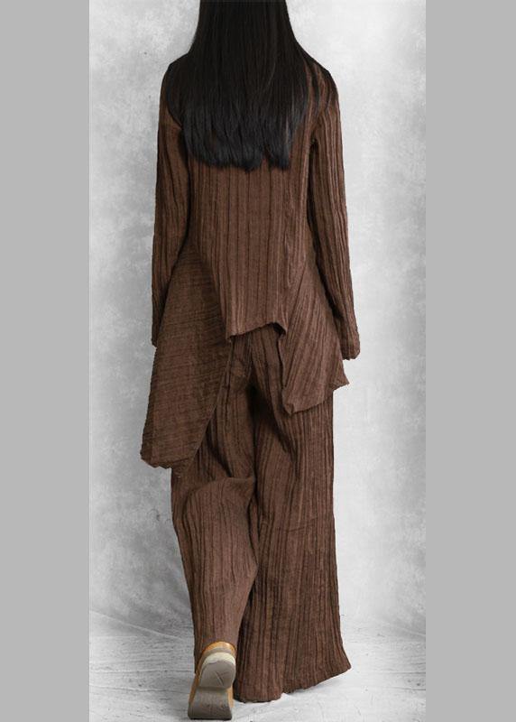 Original brand pleated chocolate suit irregular one-button jacket new two-piece suit - bagstylebliss