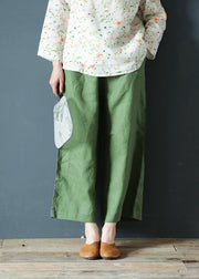 Original design cotton and linen pants retro elastic waist wide-leg pants - bagstylebliss