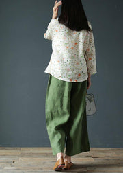 Original design cotton and linen pants retro elastic waist wide-leg pants - bagstylebliss