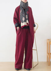 Original design red woolen suit female cocoon-shaped irregular mid-length coat autumn and winter - bagstylebliss