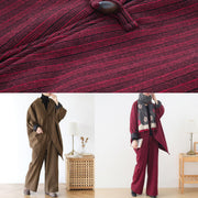 Original design red woolen suit female cocoon-shaped irregular mid-length coat autumn and winter - bagstylebliss