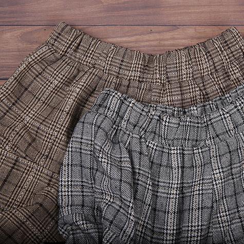 Original design retro gray thick loose large size warm knitted plaid Harlan bloomers - bagstylebliss