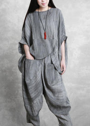 Original gray suit loose irregular top harem pants Zen two-piece autumn - bagstylebliss