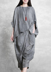 Original gray suit loose irregular top harem pants Zen two-piece autumn - bagstylebliss