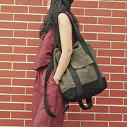 Original stitching single shoulder backpack dual-use canvas bag big bag - bagstylebliss