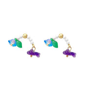 Oversize Multicolour Acrylic Alloy Pearl Crystal Floral Stud Earrings