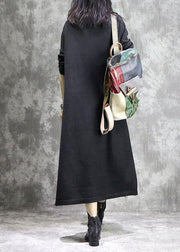 Oversized black Sweater dresses DIY high neck Ugly fall knitwear - bagstylebliss