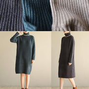 Oversized black gray Sweater outfits Refashion Largo high lapel collar sweater dress - bagstylebliss
