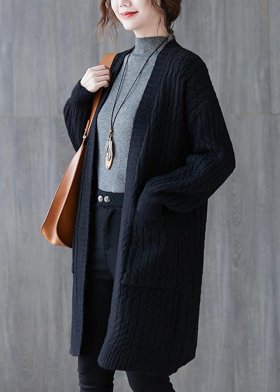 Oversized black knit cardigans fall fashion pockets baggy knit sweat coats - bagstylebliss