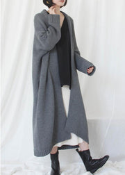 Oversized fall sweaters plus size clothing gray Batwing Sleeve knit cardigans - bagstylebliss
