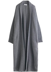 Oversized fall sweaters plus size clothing gray Batwing Sleeve knit cardigans - bagstylebliss