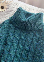 Oversized high neck  green knit tops plus size asymmetric hem crane tops - bagstylebliss