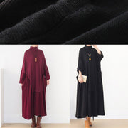 Oversized high neck patchwork Sweater Wardrobes Women burgundy Tejidos knit dresses - bagstylebliss