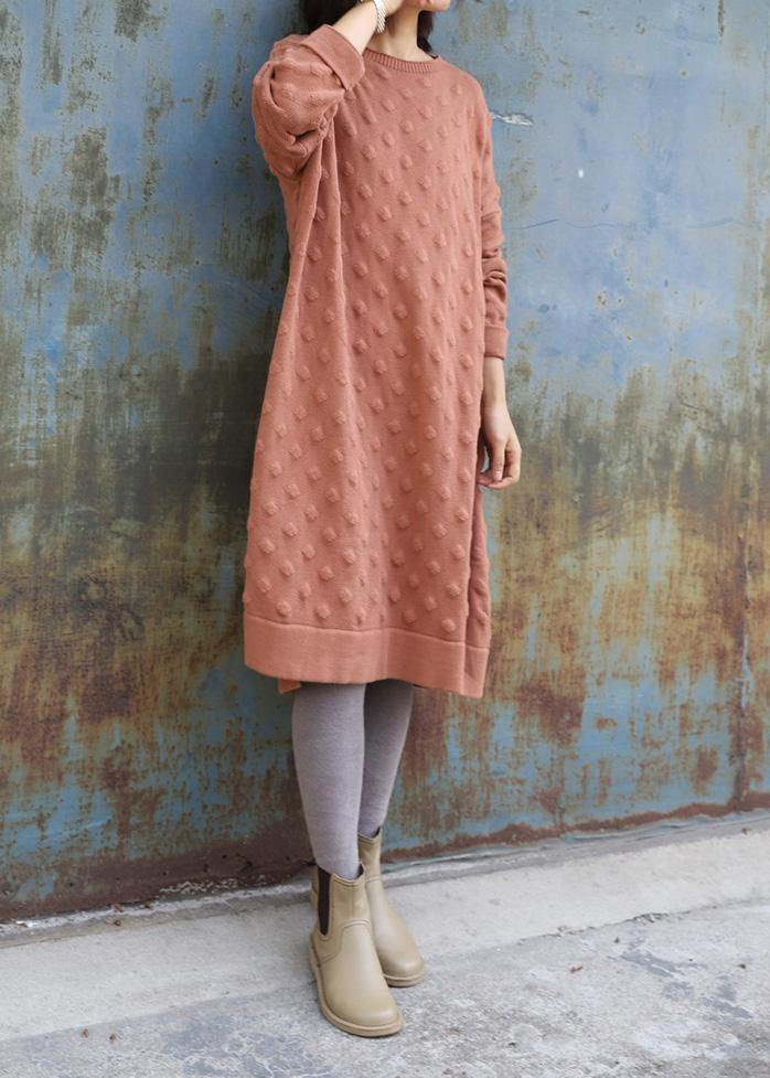 Oversized pink  Sweater outfits Quotes side open Largo winter knit dress - bagstylebliss