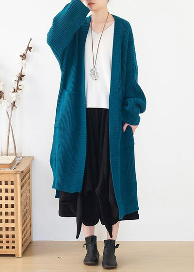 Oversized spring knit sweat tops oversize blue side open knitted cardigans - bagstylebliss