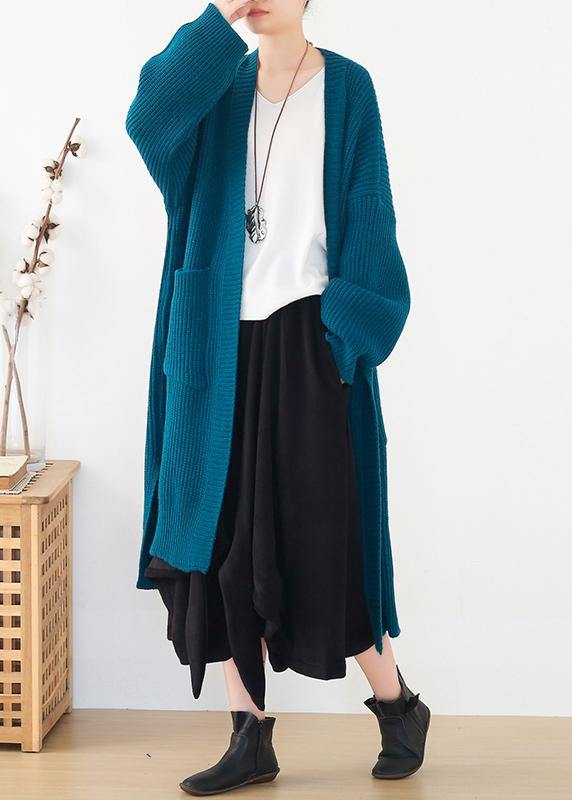 Oversized spring knit sweat tops oversize blue side open knitted cardigans - bagstylebliss