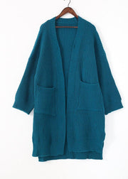 Oversized spring knit sweat tops oversize blue side open knitted cardigans - bagstylebliss