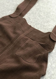 Chocolate Linen Jumpsuit Cute Cotton Overall