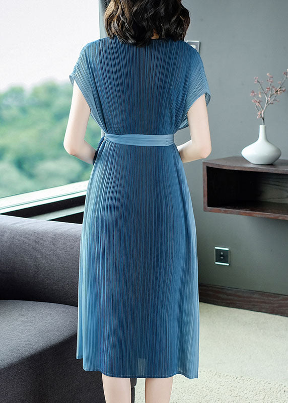 Peacock Blue Farbverlauf Chiffon Kleid Schärpen zerknittert Sommer