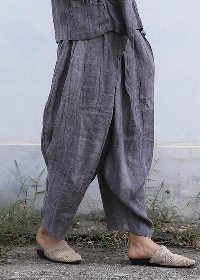 Personality linen casual gray pants loose 2019 autumn pants - bagstylebliss