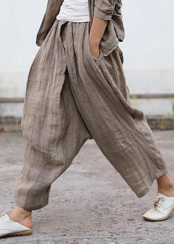 Personality linen casual gray pants loose 2019 autumn pants - bagstylebliss