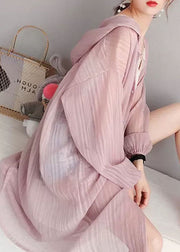 Pink Button Silk Casual Cardigan Long Sleeve