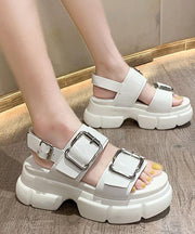 Platform White Hiking Sandals Buckle Strap Platform best sandals for walking - bagstylebliss