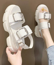 Platform White Hiking Sandals Buckle Strap Platform best sandals for walking - bagstylebliss