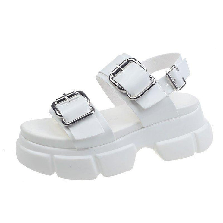 Platform White Hiking Sandals Buckle Strap Platform best sandals for walking - bagstylebliss