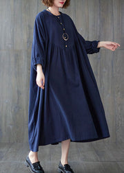 Plus Size Beautiful Blue Button Cotton Dress Spring