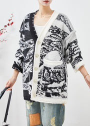 Plus Size Black Asymmetrical Tie Dye Knit Cardigans Fall