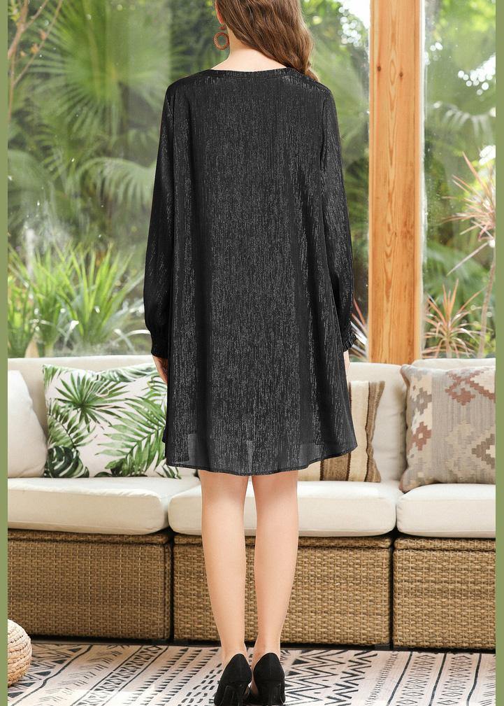 Plus Size Black Elegant Chiffon Summer Holiday Dress - bagstylebliss