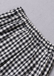 Plus Size Black Grey Plaid Cinched Pockets eine Linie Röcke Frühling