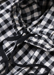 Plus Size Black Grey Plaid Cinched Pockets eine Linie Röcke Frühling