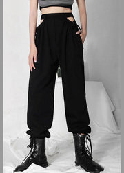 Plus Size Black High Waist CinchedCargo Pants - bagstylebliss