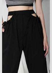 Plus Size Black High Waist CinchedCargo Pants - bagstylebliss