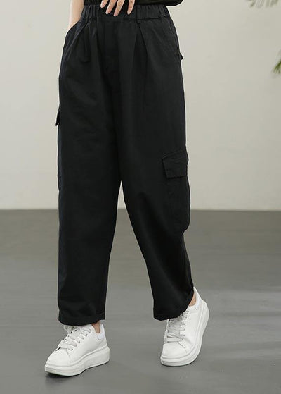 Plus Size Black High Waist pockets Pants Summer - bagstylebliss