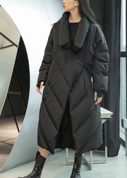 Plus Size Black Pockets Duck Down Coats Winter