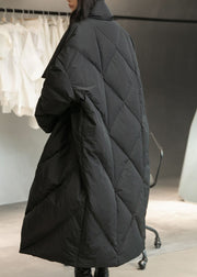 Plus Size Black Pockets Duck Down Coats Winter