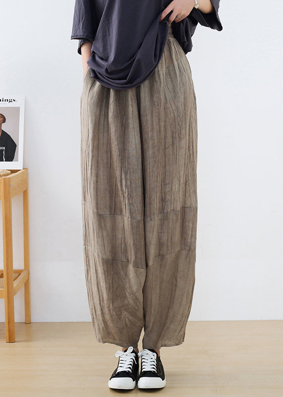 Plus Size Black Pockets Linen Harem Pants Summer