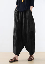 Plus Size Black Pockets Linen Harem Pants Summer