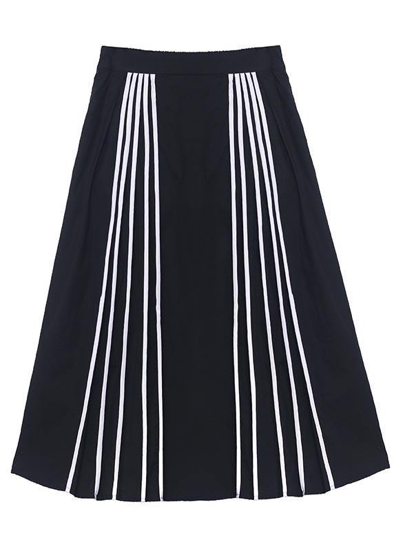 Plus Size Black Striped High Waist A Line Summer Skirts - bagstylebliss