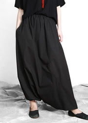 Plus Size Black asymmetrical design Elastic Waist Summer Linen Skirts - bagstylebliss