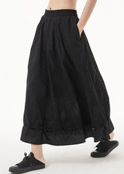 Plus Size Black elastic waist Patchwork Skirt Spring