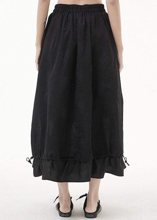 Plus Size Black elastic waist Patchwork Skirt Spring