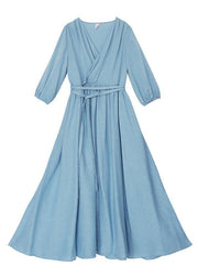 Plus Size Blue Patchwork tie waist Party Summer Chiffon Dress - bagstylebliss